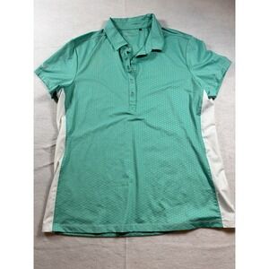 PING Golf Polo Performance Womens XL Green/White Sides Short Sleeve